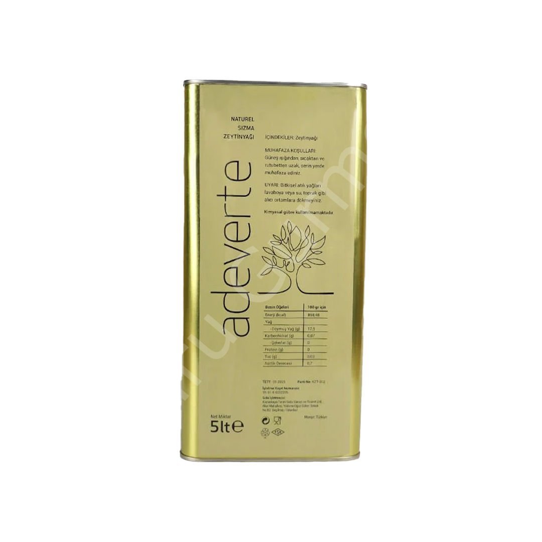 Adeverte Naturel Soğuk Sıkım Zeytinyağı 5 Lt