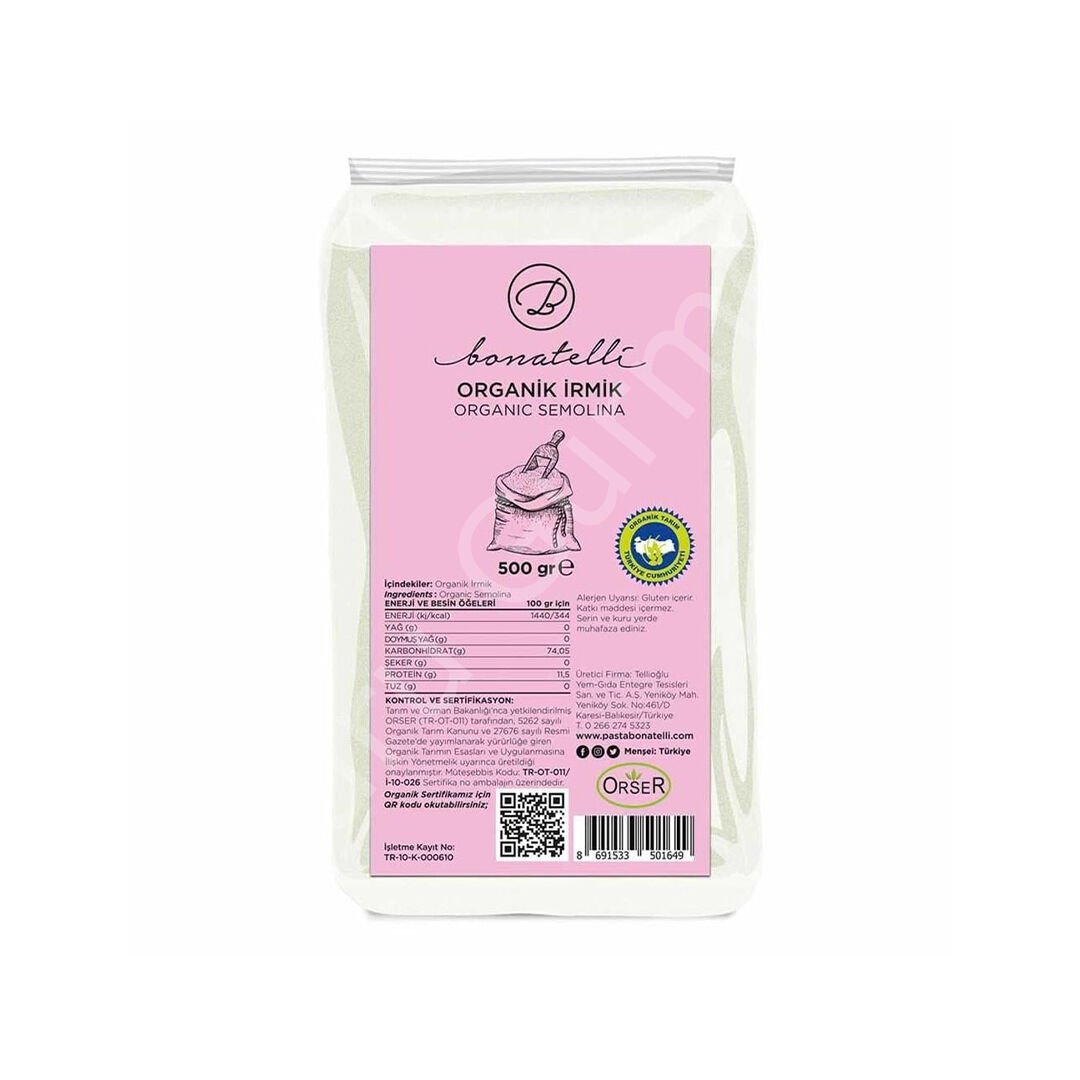 Bonatelli  Organik İrmik 500 G