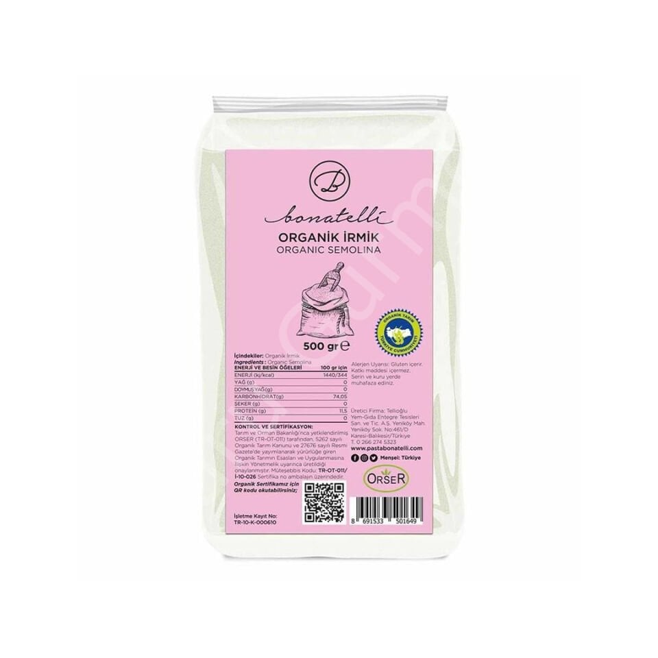 Bonatelli  Organik İrmik 500 G
