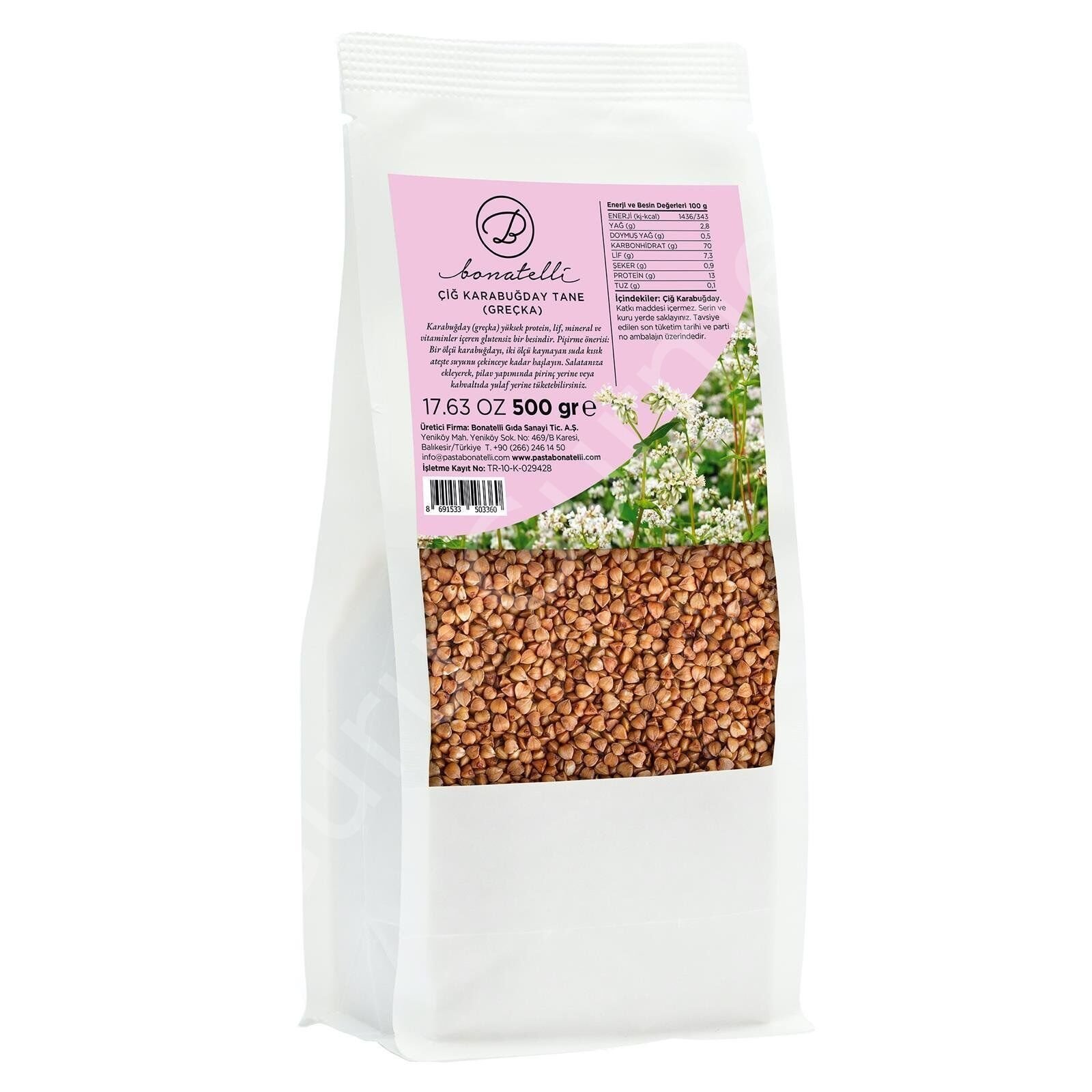 Bonatelli Çiğ Karabuğday Tane (Greçka) 500 Gr